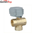 Válvula de bola eléctrica de 3 vías del hilo de cobre amarillo durable del fabricante de Gutentop China